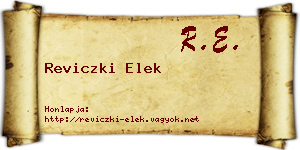 Reviczki Elek névjegykártya